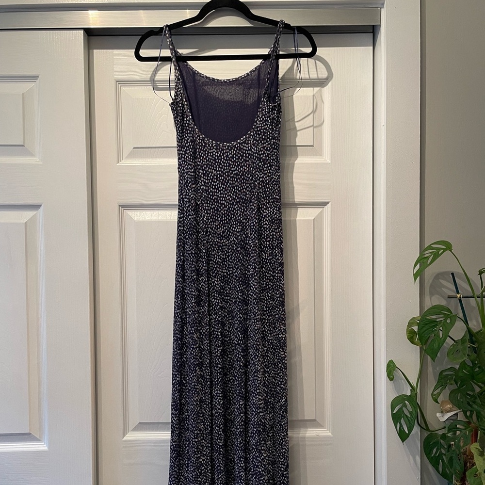 nwt free people polka dot navy mesh maxi dress - small